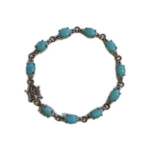 925 STS Chuck Clemency Sterling Silver Sleeping Beauty Turquoise Bracelet 7"